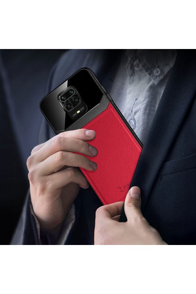 Xiaomi - Redmi Note 9S Zebana Lens Deri Kılıf - Kırmızı