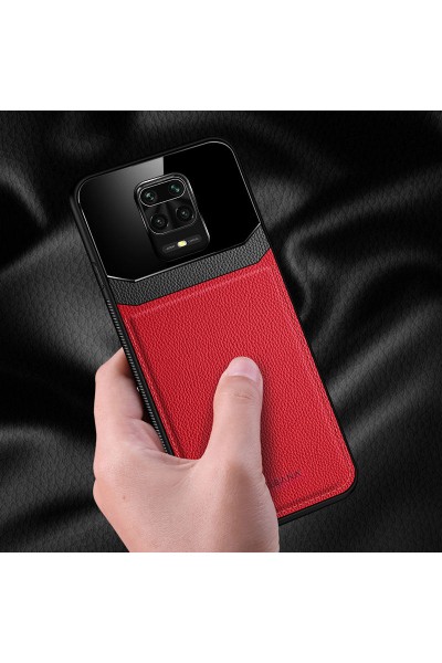 Xiaomi - Redmi Note 9S Zebana Lens Deri Kılıf - Kırmızı