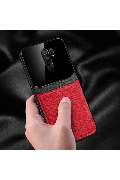 حافظة جلدية لهاتف Xiaomi Redmi 9 Zebana باللون الأحمر