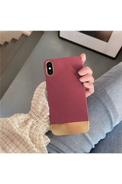 غطاء سيليكون لهاتف Apple iPhone XS Zebana Gold Style أحمر كلاريت