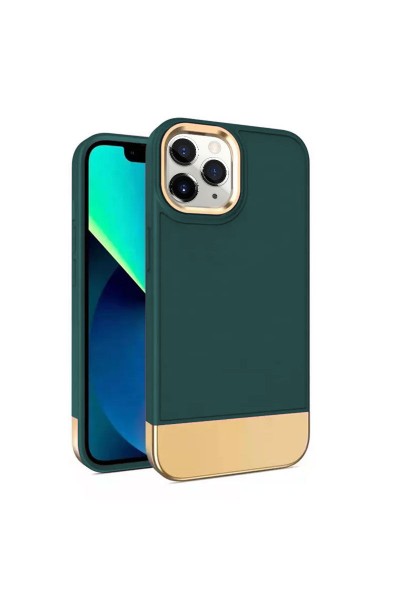 Apple - iPhone 11 Pro Max Zebana Gold Stil Silikon Kılıf - Yeşil