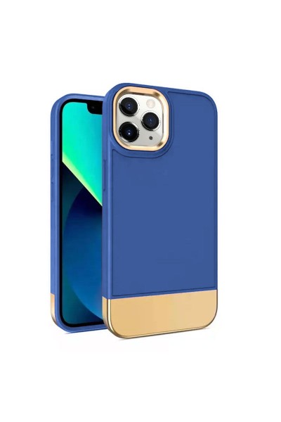 Apple - iPhone 11 Pro Max Zebana Gold Stil Silikon Kılıf - Mavi