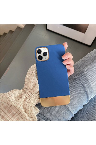 Apple - iPhone 11 Pro Max Zebana Gold Stil Silikon Kılıf - Mavi