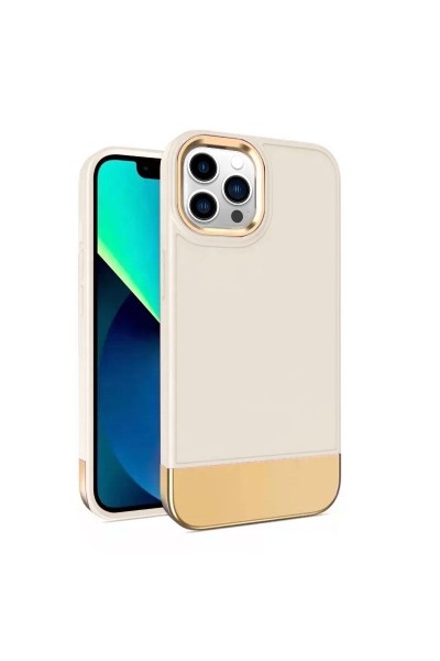 غطاء سيليكون لهاتف Apple iPhone 12 Pro Max Zebana Gold Style بلون كريمي