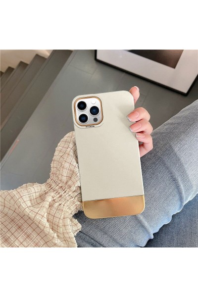 غطاء سيليكون لهاتف Apple iPhone 12 Pro Max Zebana Gold Style بلون كريمي