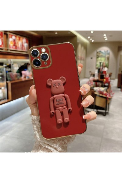 Apple - iPhone 11 Pro Max Standlı Robotix Silikon Kılıf - Rose Gold