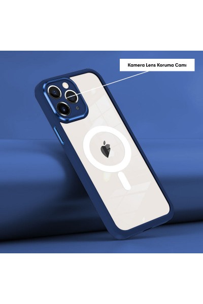 Apple - iPhone 11 Pro Max Zebana Guard Silikon Kılıf (Kablosuz Şarj Destekli) - Lacivert