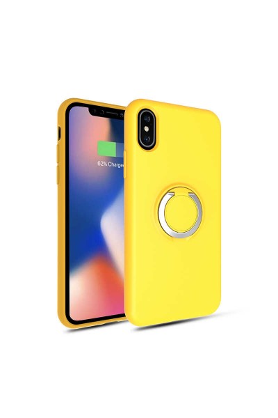 غطاء سيليكون لهاتف Apple iPhone XS Max Ring Plex باللون الأصفر