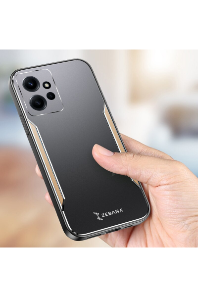 حافظة هاتف Xiaomi Redmi Note 12 Zebana Metal Mitras بحافة من السيليكون باللون الذهبي