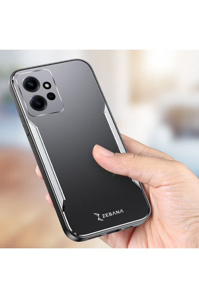 حافظة هاتف Xiaomi Redmi Note 12 Zebana Metal Mitras بحواف من السيليكون باللون الرمادي