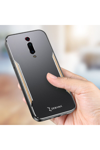 حافظة هاتف Xiaomi Mi 9T Zebana Metal Mitras بحواف من السيليكون باللون الذهبي