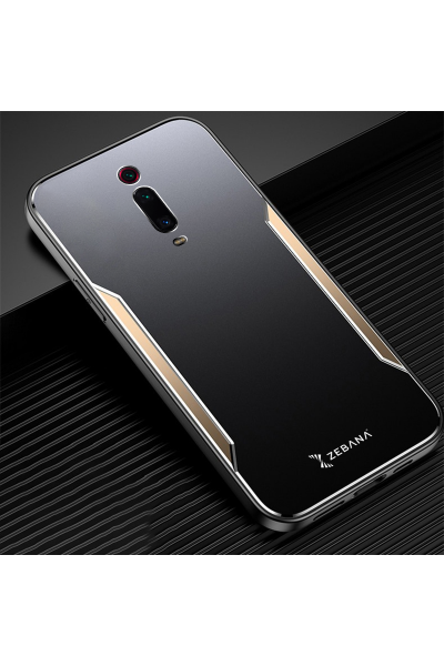 حافظة هاتف Xiaomi Mi 9T Zebana Metal Mitras بحواف من السيليكون باللون الذهبي