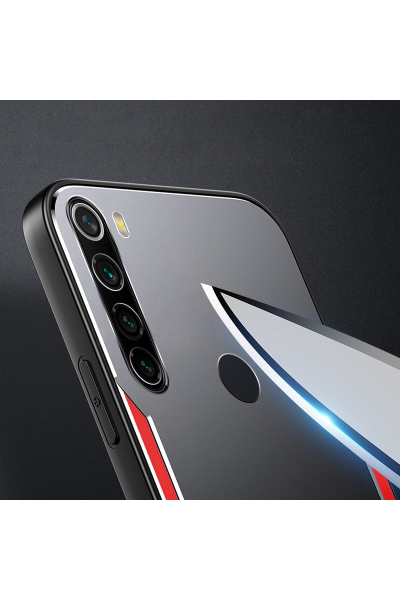 حافظة هاتف Xiaomi Redmi Note 8 Zebana Metal Mitras بحافة من السيليكون باللون الأحمر