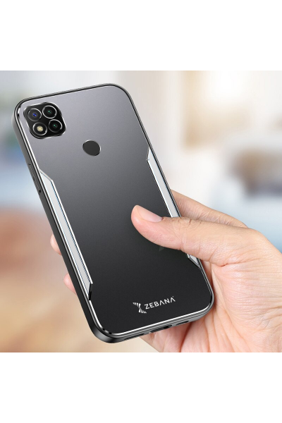 حافظة هاتف Xiaomi Redmi 9C Zebana Metal Mitras بحواف من السيليكون باللون الرمادي