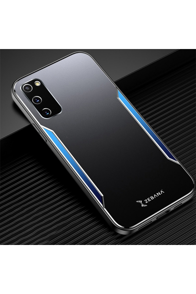 حافظة هاتف Samsung Galaxy S20 FE Zebana Metal Mitras بحافة من السيليكون باللون الأزرق