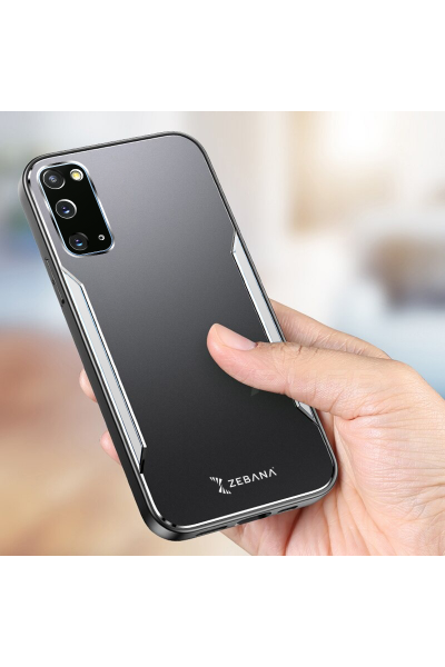 حافظة هاتف Samsung Galaxy S20 FE Zebana Metal Mitras بحواف من السيليكون باللون الرمادي