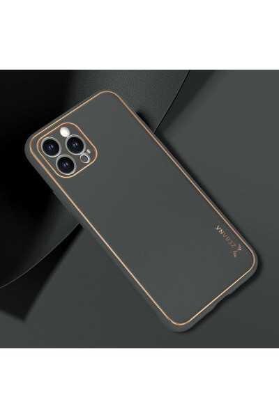 Apple - iPhone 12 Pro Zebana Gold Design Deri Kılıf - Yeşil