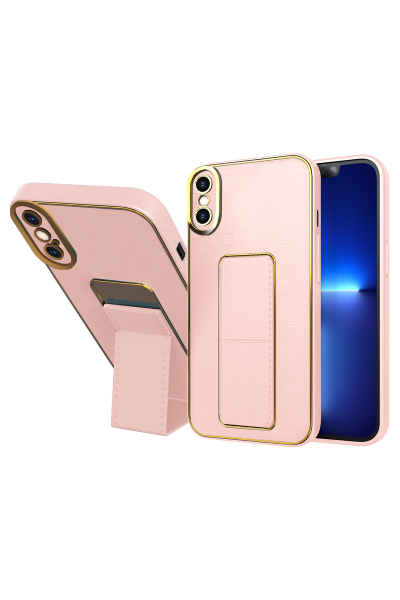 Apple - iPhone X Zebana Royal Standlı Silikon Kılıf (Mıknatıslı) - Rose Gold