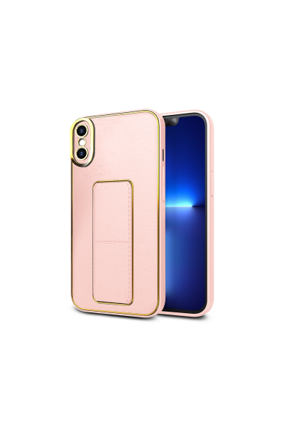 Apple - iPhone X Zebana Royal Standlı Silikon Kılıf (Mıknatıslı) - Rose Gold