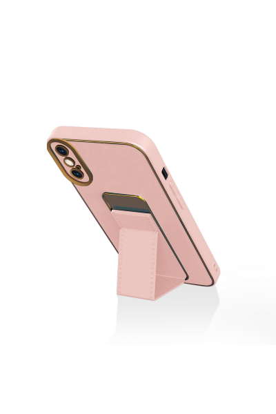 Apple - iPhone X Zebana Royal Standlı Silikon Kılıf (Mıknatıslı) - Rose Gold