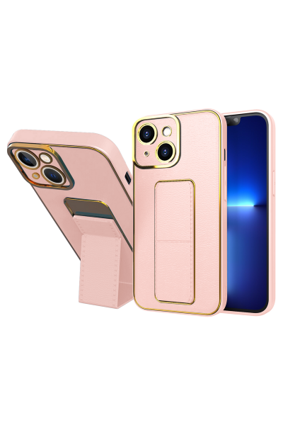 Apple - iPhone 14 Zebana Royal Standlı Silikon Kılıf (Mıknatıslı) - Rose Gold