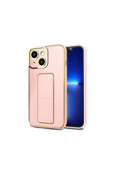 Apple - iPhone 14 Zebana Royal Standlı Silikon Kılıf (Mıknatıslı) - Rose Gold