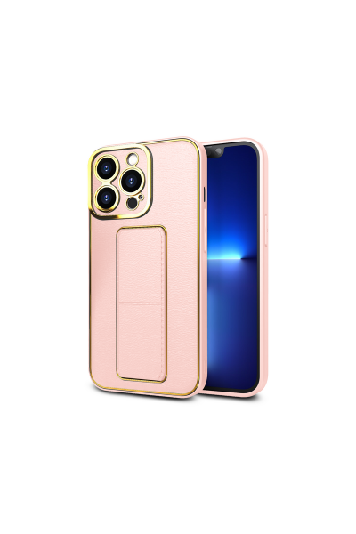 Apple - iPhone 14 Pro Zebana Royal Standlı Silikon Kılıf (Mıknatıslı) - Rose Gold