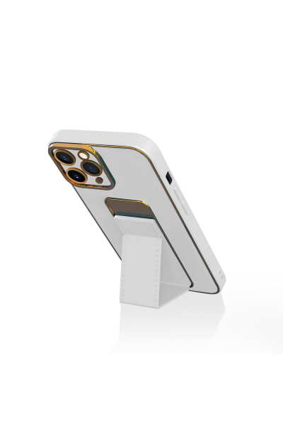 Apple - iPhone 11 Pro Max Zebana Royal Standlı Silikon Kılıf (Mıknatıslı) - Beyaz