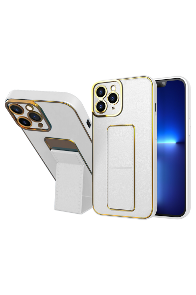 Apple - iPhone 11 Pro Max Zebana Royal Standlı Silikon Kılıf (Mıknatıslı) - Beyaz