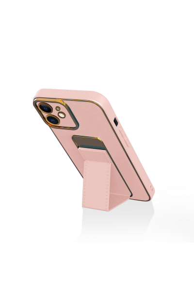 Apple - iPhone 12 Zebana Royal Standlı Silikon Kılıf (Mıknatıslı) - Rose Gold