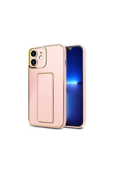 Apple - iPhone 12 Zebana Royal Standlı Silikon Kılıf (Mıknatıslı) - Rose Gold