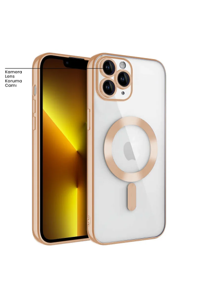 Apple - iPhone 11 Pro Zebana Glint Silikon Kılıf (Kablosuz Şarj Destekli) - Gold