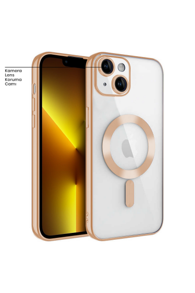 Apple - iPhone 13 Zebana Glint Silikon Kılıf (Kablosuz Şarj Destekli) - Gold