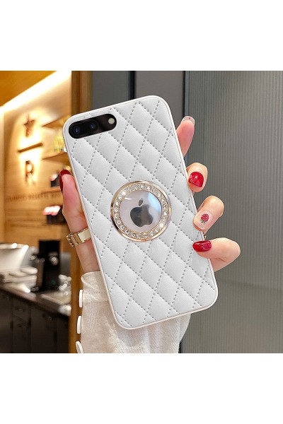 Apple - iPhone 8 Plus Zebana Diamond Deri Kılıf - Beyaz