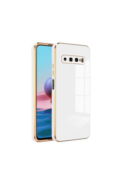 Samsung - Galaxy S10 Plus Zebana Golden Silikon Kılıf - Lila