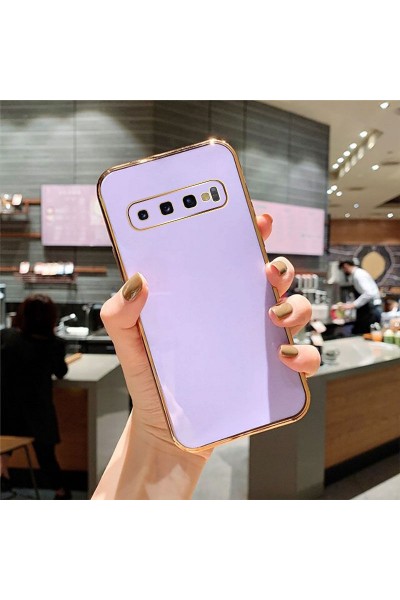 Samsung - Galaxy S10 Plus Zebana Golden Silikon Kılıf - Lila