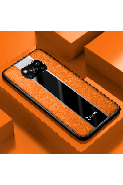 Xiaomi - Poco X3 Zebana Premium Deri Kılıf - Turuncu