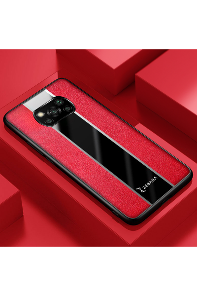 Xiaomi - Poco X3 Zebana Premium Deri Kılıf - Kırmızı