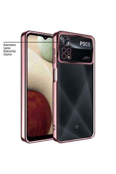 Xiaomi - Poco X4 Pro 5G Zebana Glint Silikon Kılıf - Rose Gold