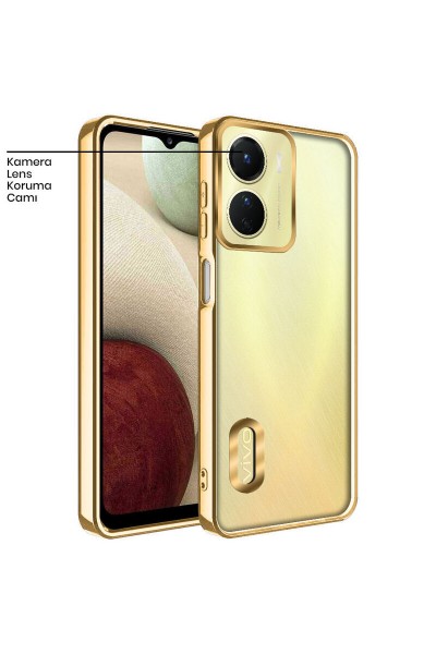 Vivo - Y16 Zebana Glint Silikon Kılıf - Gold