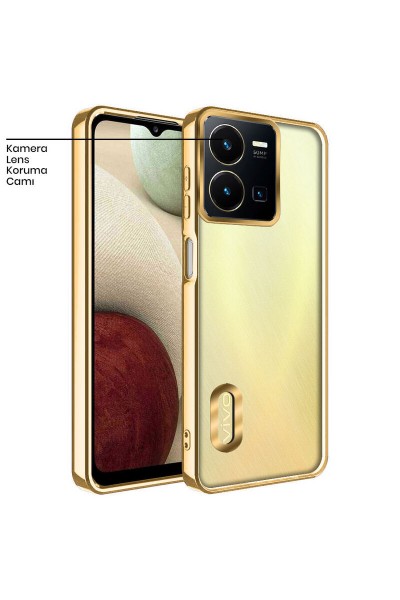 Vivo - Y35 Zebana Glint Silikon Kılıf - Gold