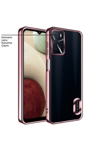 Oppo - A16 Zebana Glint Silikon Kılıf - Rose Gold