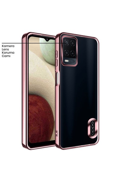 Oppo - A94 Zebana Glint Silikon Kılıf - Rose Gold