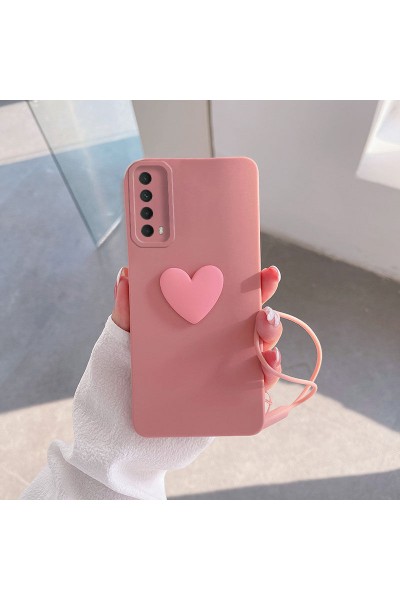 Huawei - P Smart 2021 Zebana Kalpli Love Silikon Kılıf - Rose Gold