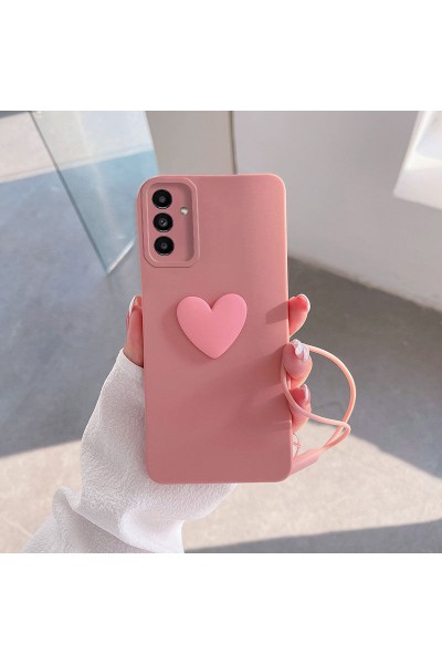 Samsung - Galaxy A54 Zebana Kalpli Love Silikon Kılıf - Rose Gold