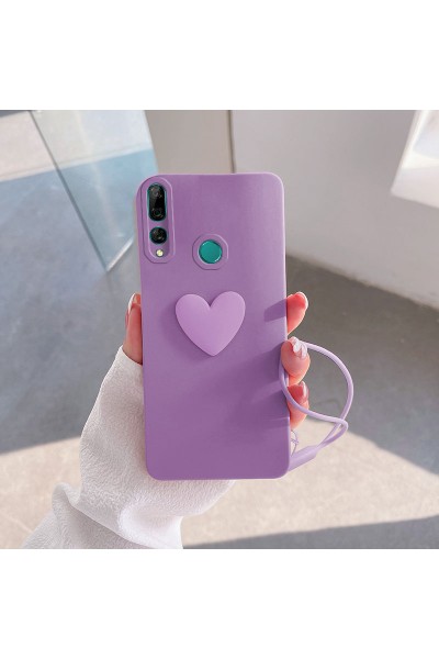 Huawei - Y9 Prime 2019 Zebana Kalpli Love Silikon Kılıf - Lila