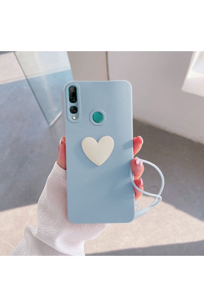 Huawei - Y9 Prime 2019 Zebana Kalpli Love Silikon Kılıf - Açık Mavi