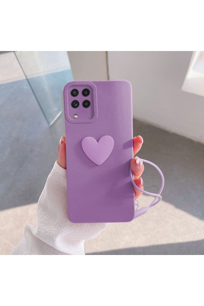 Huawei - P40 Lite Zebana Kalpli Love Silikon Kılıf - Lila