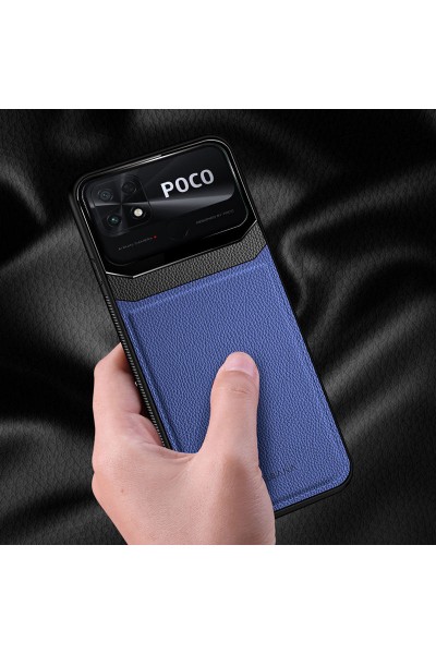 Xiaomi - Poco C40 Zebana Lens Deri Kılıf - Lacivert