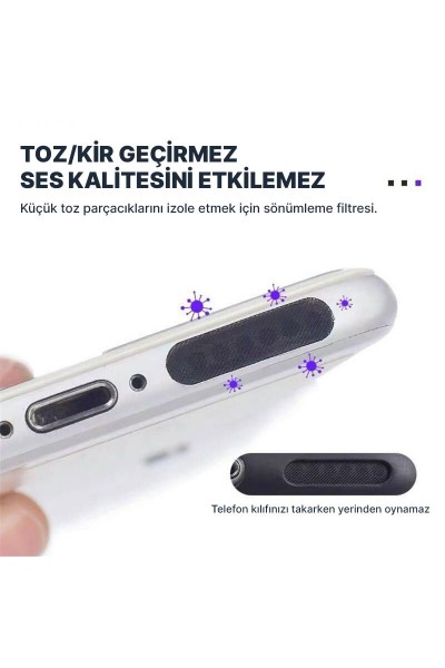 Telefonlar için Toz Geçirmez Hoparlör Koruyucu (2'li Set) - Siyah